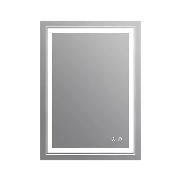 20" W x 28" H Large Rectangular Frameless Wall Mount Lighted Glass Anti-Fog Bathroom Vanity Mirror in White