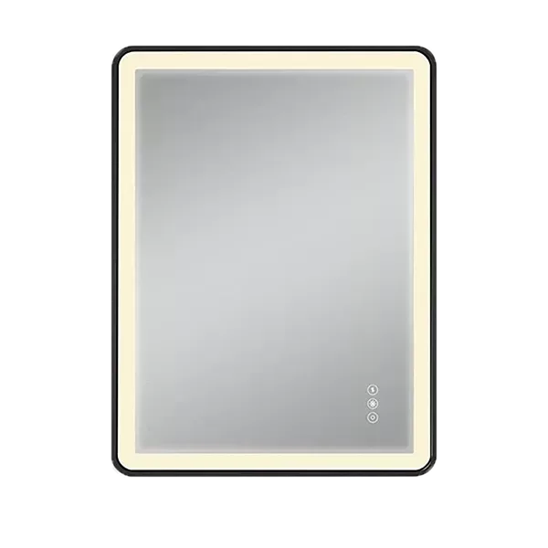 24 in. W x 32 in. H Rectangular Framed Wall Mount Bathroom Vanity Mirror in Black