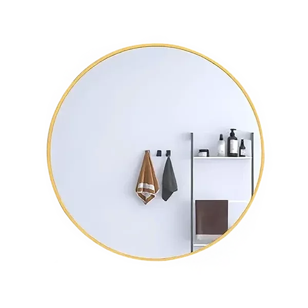 24 in. W x 24 in. H Small Round Metal Framed Wall Bathroom Mirror in Golden