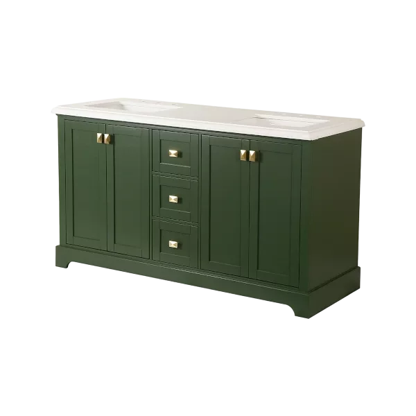 Vanity Sink Combo featuring a Marble Countertop, Bathroom Sink Cabinet, and Home Decor Bathroom Vanities - Fully Assembled Green 60-inch Vanity with Sink 23V02-60VG