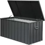 100-Gallon Waterproof Outdoor Deck Storage Box for Patio, Garden Tools, and Cushions in Gray