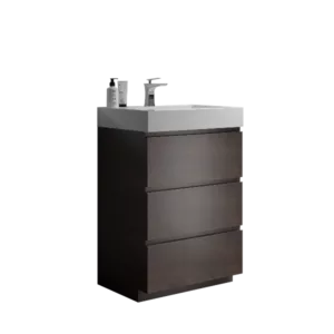 Alice 24" Walnut Bathroom Vanity with Sink, Large Storage Freestanding Bathroom Vanity for Modern Bathroom, One-Piece White Sink Basin without Drain and Faucet