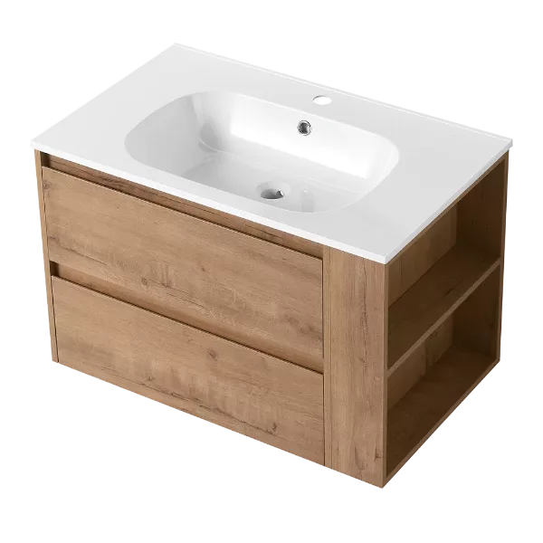 30" Wall Mounting Bathroom Vanity With Gel Sink, Soft Close Drawer