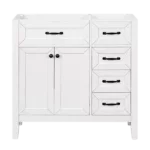 36" Bathroom Vanity without Sink, Cabinet Base Only, Bathroom Cabinet with Drawers, Solid Frame and MDF Board, White