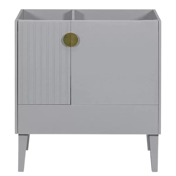 24" Bathroom Vanity Base Only, Solid Wood Frame, Bathroom Storage Cabinet with Doors and Open Shelf, Grey